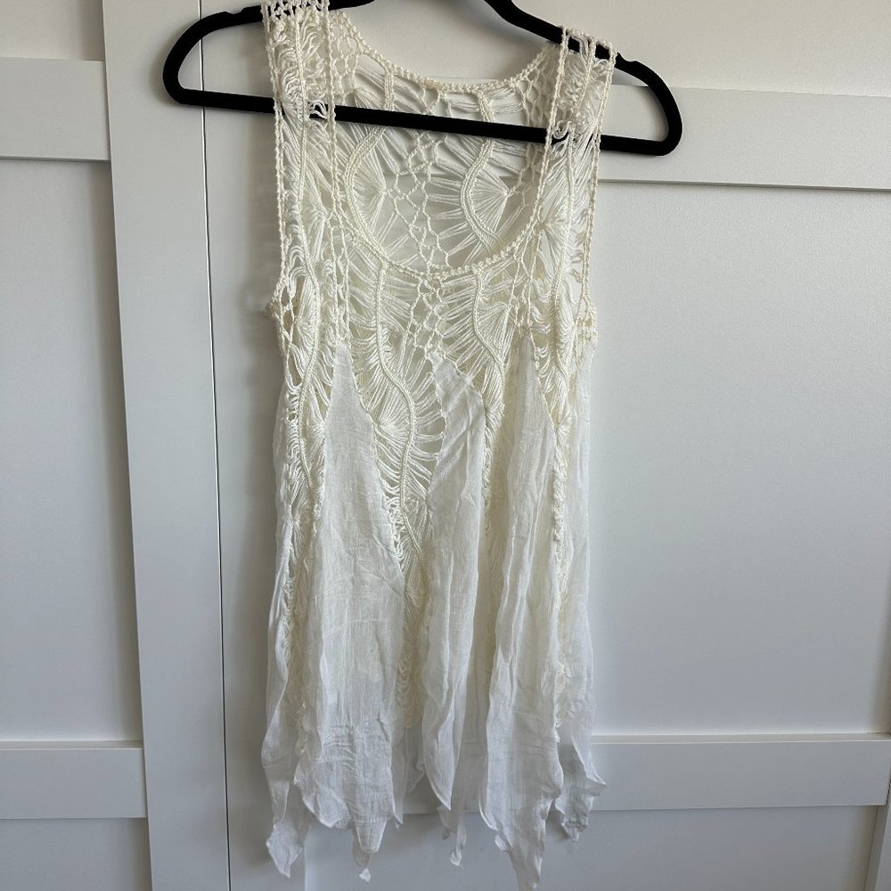 White crochet beach coverup